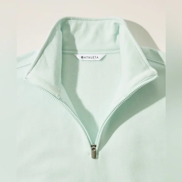 Athleta Forever Fleece 1/2 Zip High Hip Sweatshirt, Glacier, Large, New, NWT! - Picture 4 of 12